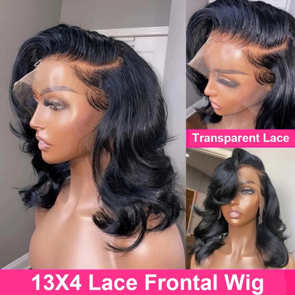 Brazilian Loose Body Wave Bob Wig 13x4 Lace Front Wig Human Hair Short Curly Bob Wigs Preplucked Remy Hair Body Wave Bob Wig