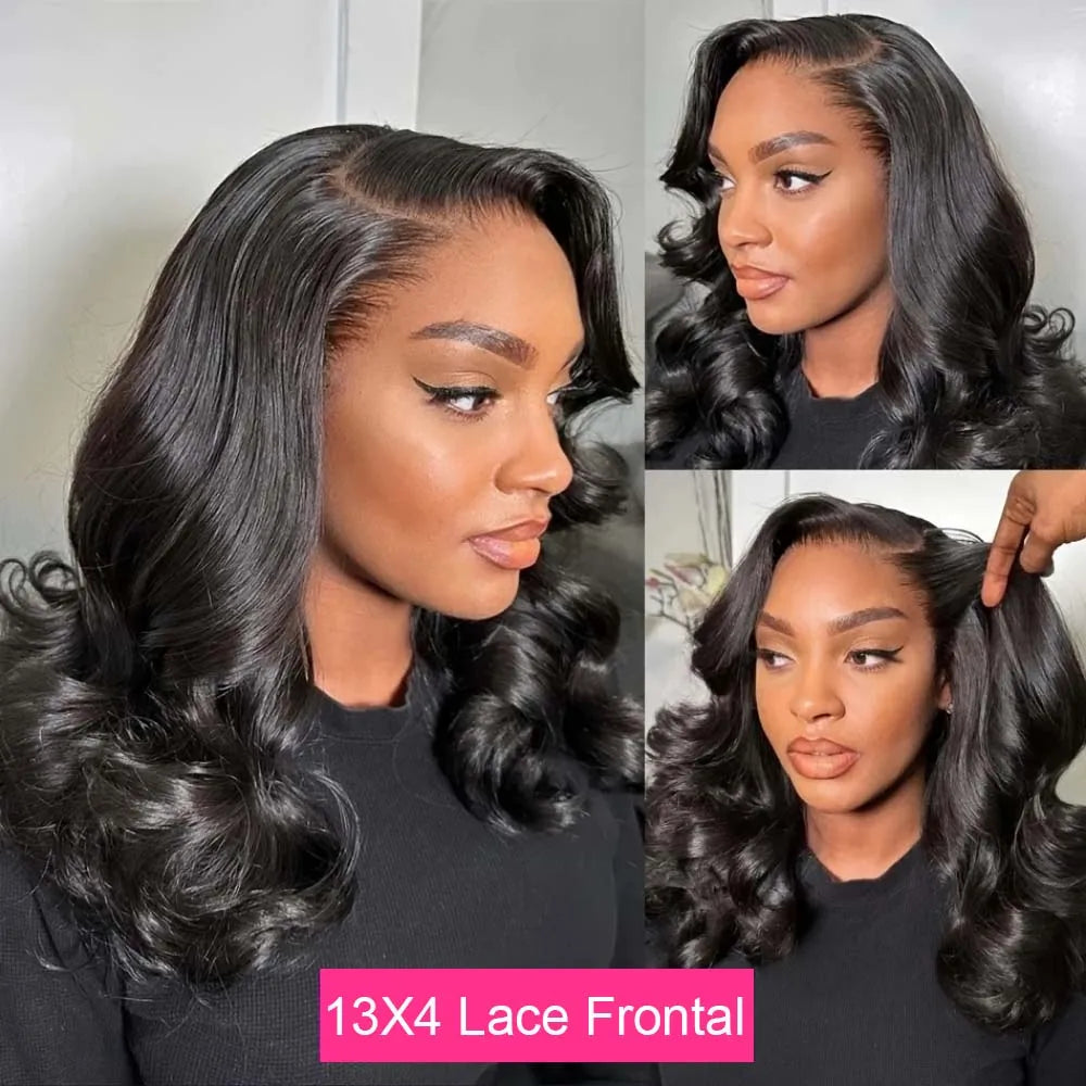 Brazilian Loose Body Wave Bob Wig 13x4 Lace Front Wig Human Hair Short Curly Bob Wigs Preplucked Remy Hair Body Wave Bob Wig