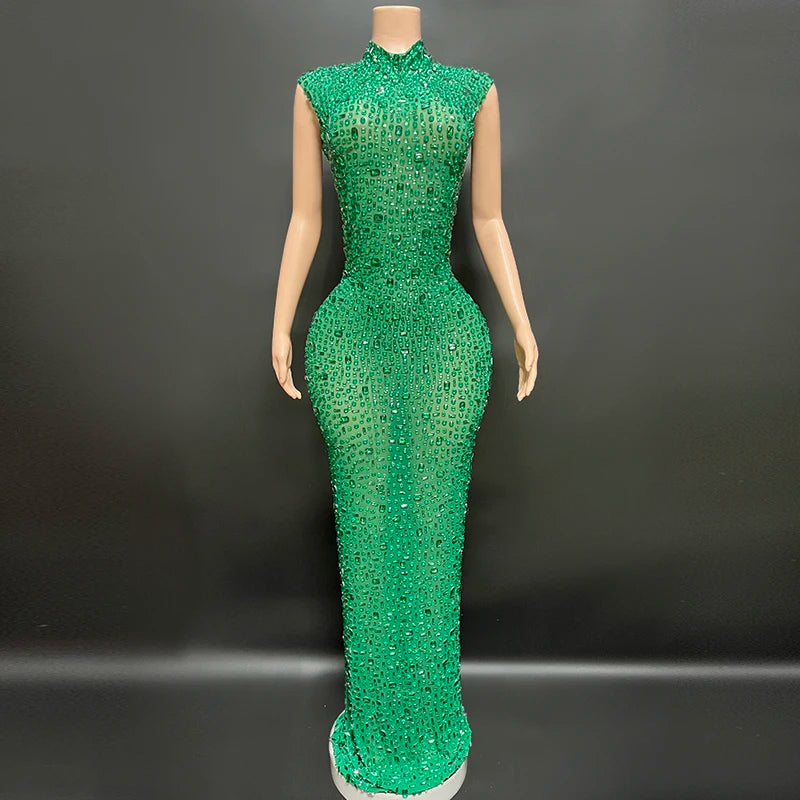 Novance Y2507-G Pink Club Dress Custom Women Clothes Diamond Birthday Dress Diamond Dress Women Crystal