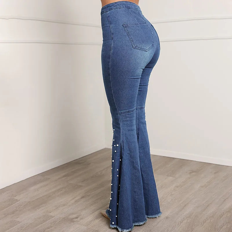 Hot Selling Ladies Denim Blue Jeans Women's High Waist Skinny Trousers