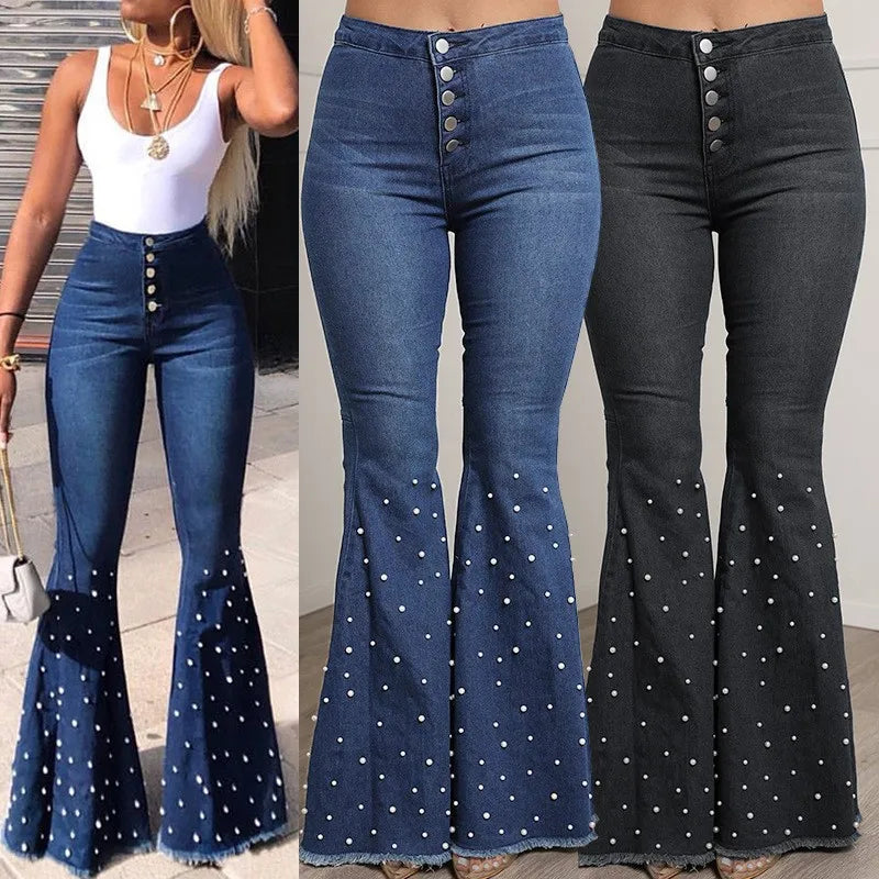 Hot Selling Ladies Denim Blue Jeans Women's High Waist Skinny Trousers