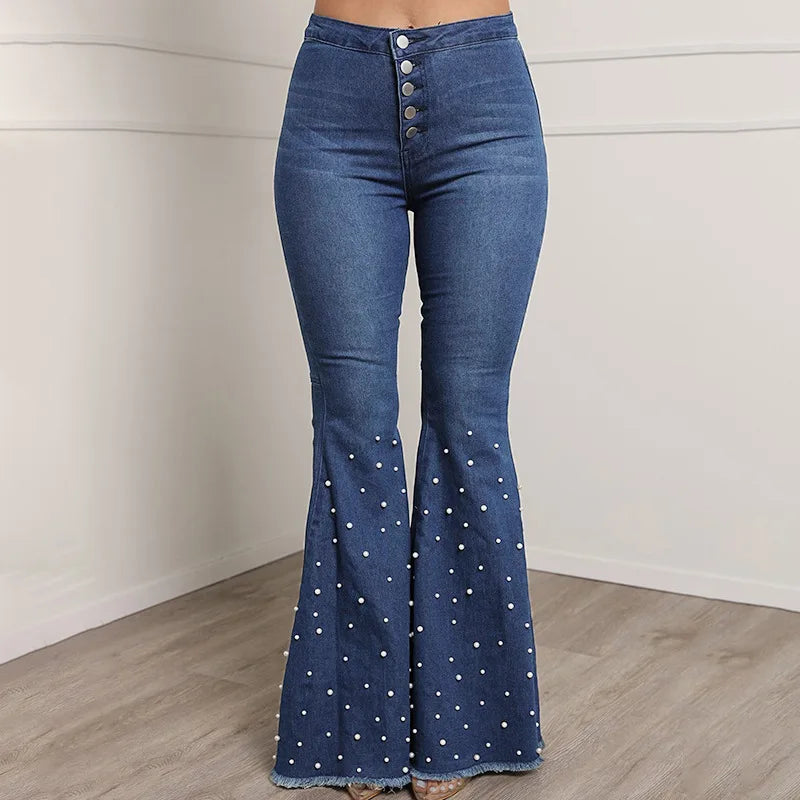 Hot Selling Ladies Denim Blue Jeans Women's High Waist Skinny Trousers