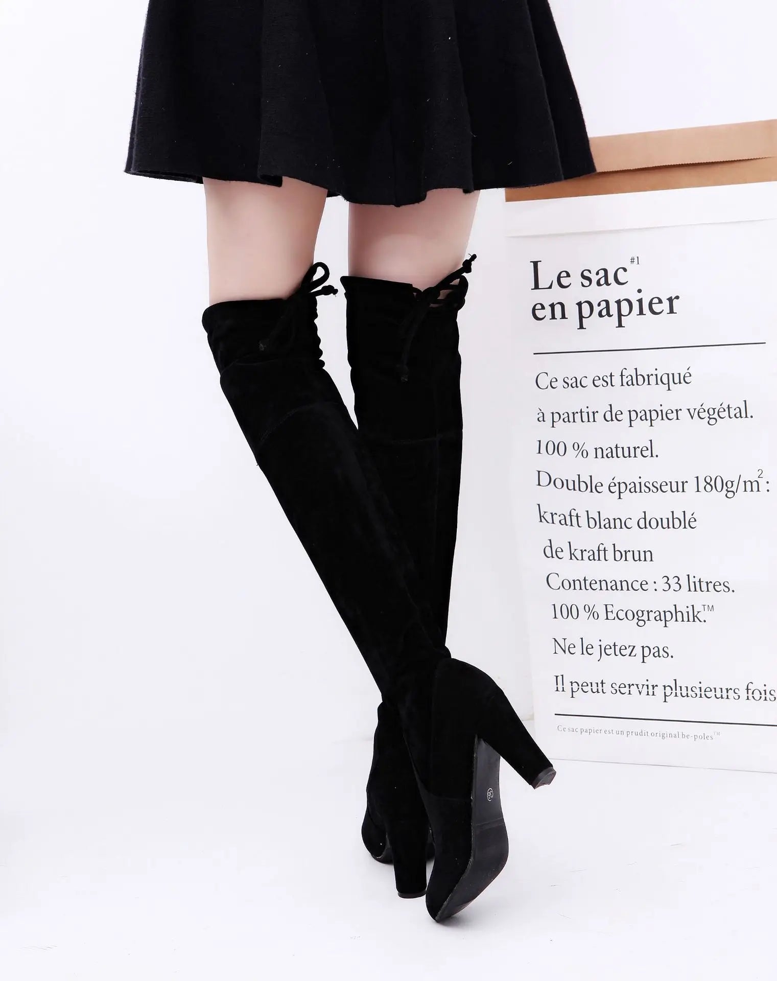 Women boot Faux Suede Women Over The Knee Boots Lace Up Sexy High Heels Shoes Woman Female Slim Thigh High Boots 2019
