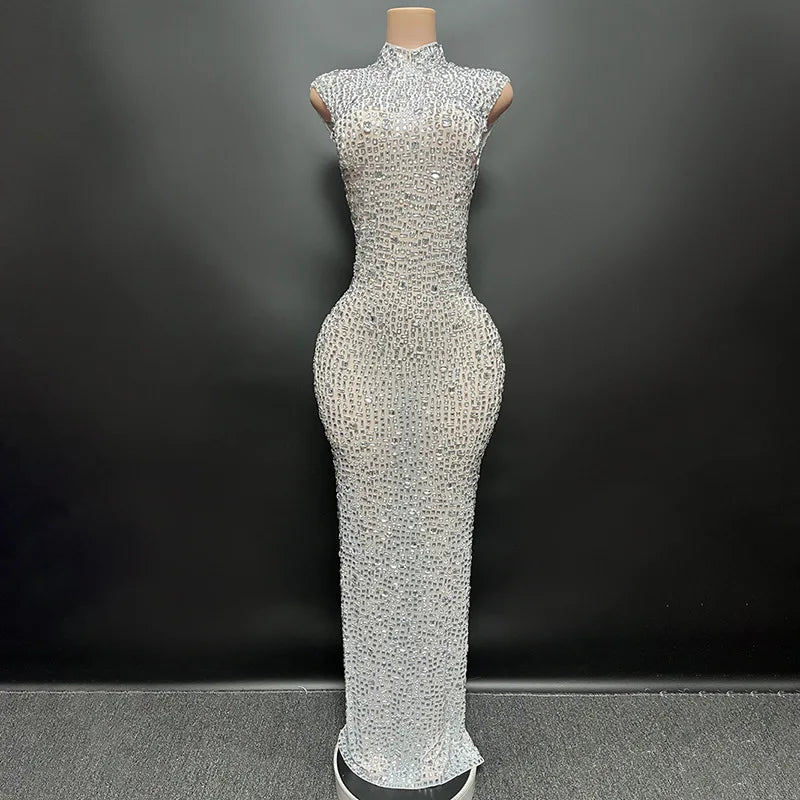 Novance Y2507-G Pink Club Dress Custom Women Clothes Diamond Birthday Dress Diamond Dress Women Crystal