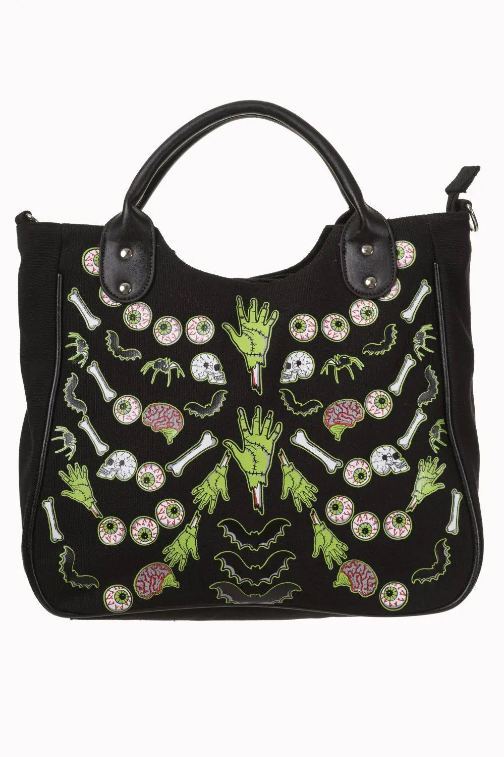Women Lady Skeleton Bones Bats Skulls Eyeballs Ribcage Gothic Shoulder Bag Handbag Horror Emo