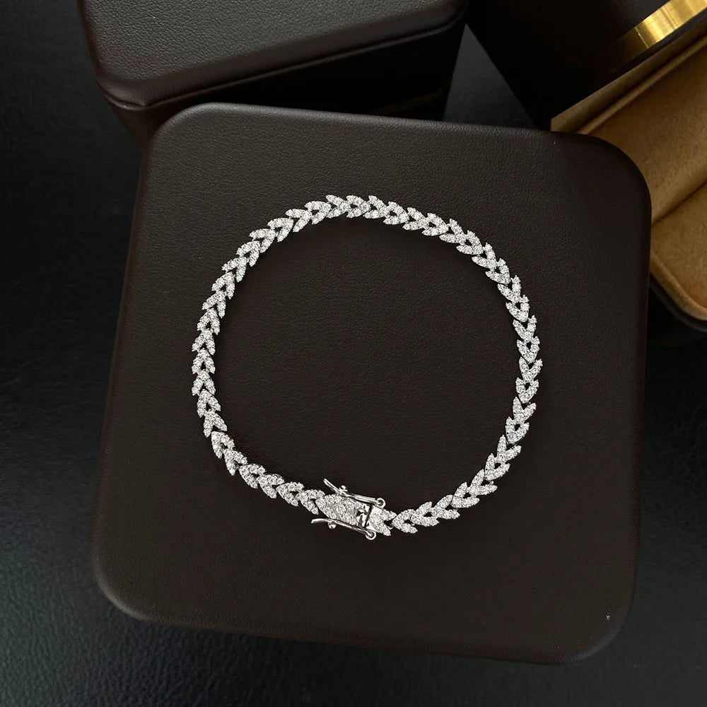 2021 New Charms 925 Sterling Silver High Carbon Diamond Leaf Bracelet For Women Luxury Elegant Anniversary Gift Fine Jewelry