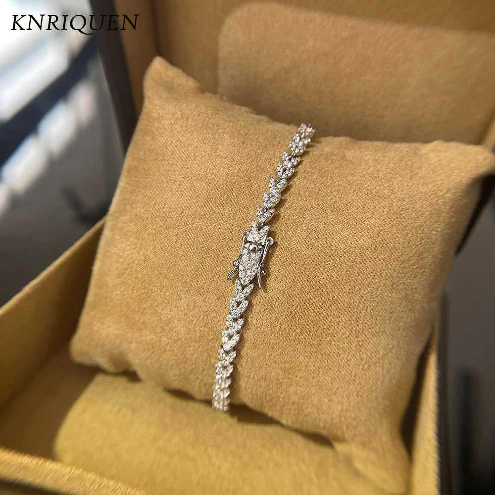 2021 New Charms 925 Sterling Silver High Carbon Diamond Leaf Bracelet For Women Luxury Elegant Anniversary Gift Fine Jewelry