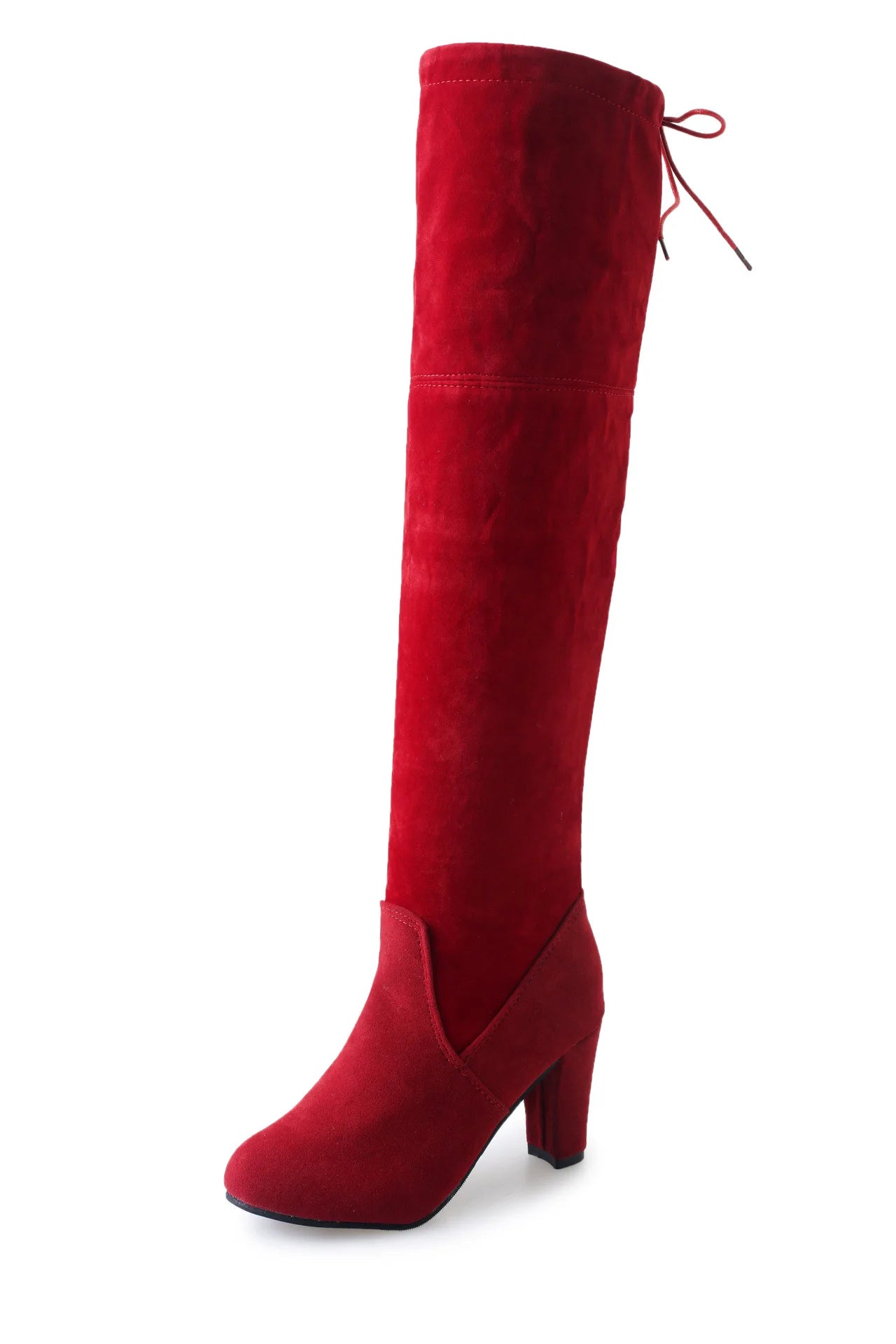 Women boot Faux Suede Women Over The Knee Boots Lace Up Sexy High Heels Shoes Woman Female Slim Thigh High Boots 2019