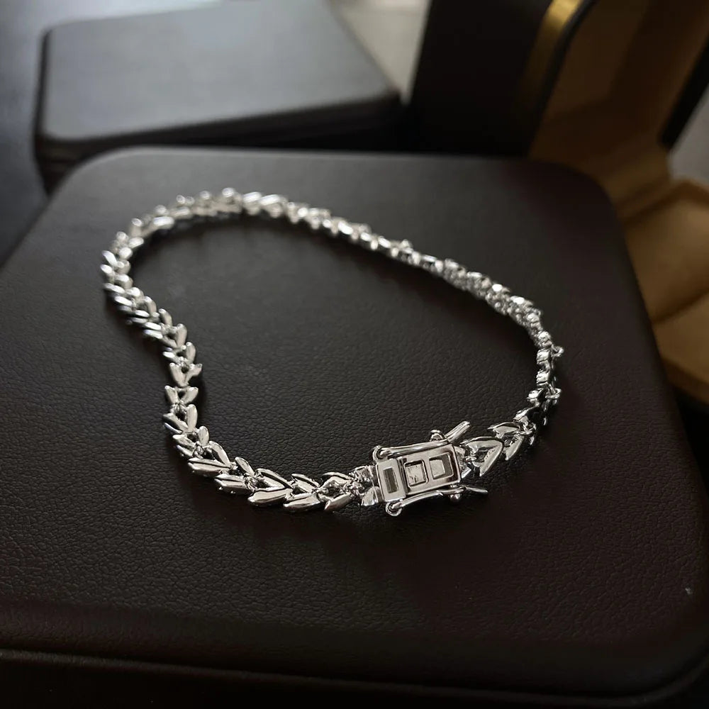 2021 New Charms 925 Sterling Silver High Carbon Diamond Leaf Bracelet For Women Luxury Elegant Anniversary Gift Fine Jewelry