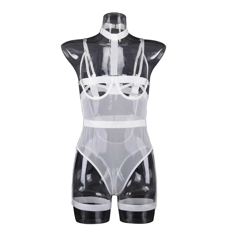 2022 Summer New Underwear Europe Sexy Halter Strap Women Teddy Bodysuit Socks Body-shaping Ladies Lingerie With Garter Belt