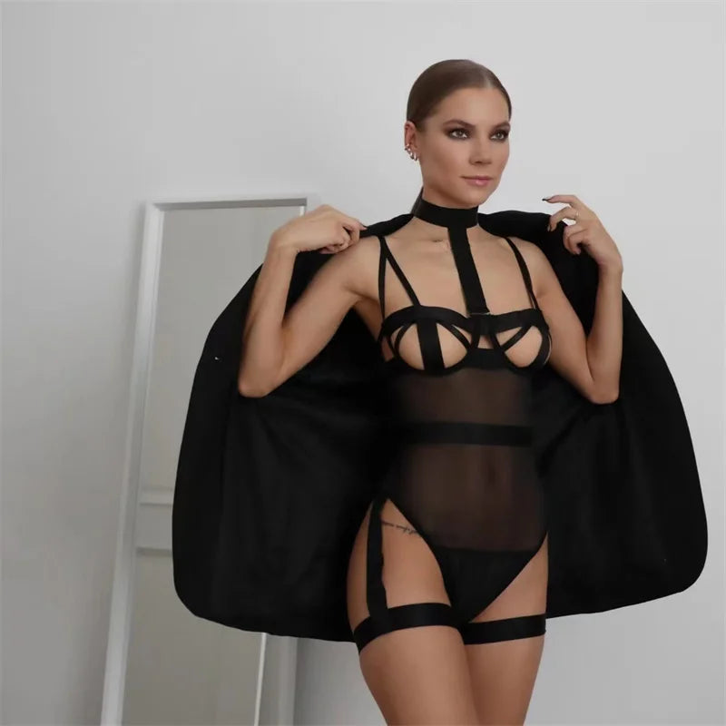 2022 Summer New Underwear Europe Sexy Halter Strap Women Teddy Bodysuit Socks Body-shaping Ladies Lingerie With Garter Belt