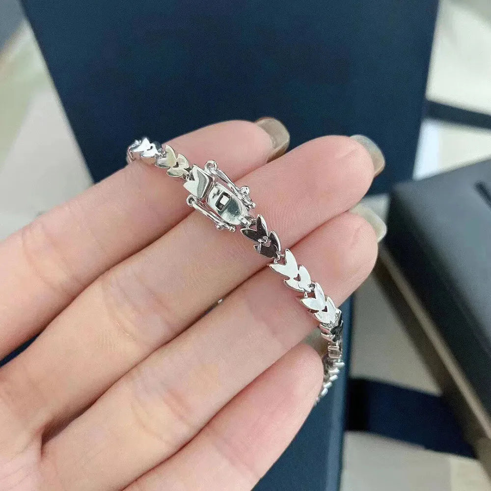 2021 New Charms 925 Sterling Silver High Carbon Diamond Leaf Bracelet For Women Luxury Elegant Anniversary Gift Fine Jewelry