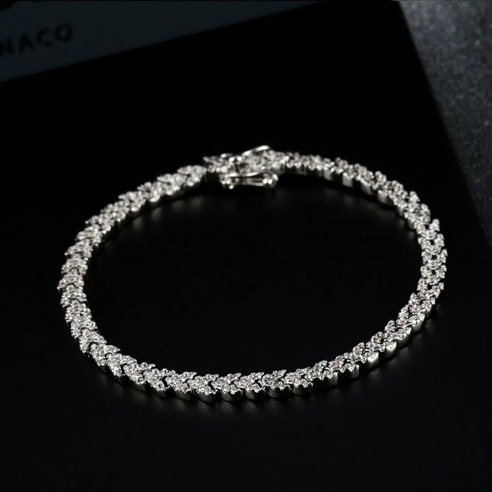 2021 New Charms 925 Sterling Silver High Carbon Diamond Leaf Bracelet For Women Luxury Elegant Anniversary Gift Fine Jewelry