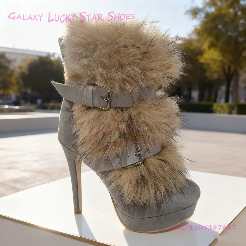 Long Brown Calf Boots Black Suede Khaki Buckle Red Stiletto Heels Platform Casual Winter Boots Girls Casual Pleated Ruffle Shoes