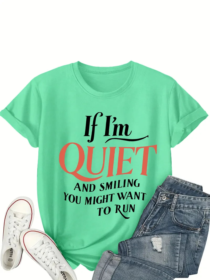 Plus Size “If I’m Quiet & Smile” Graphic Tee