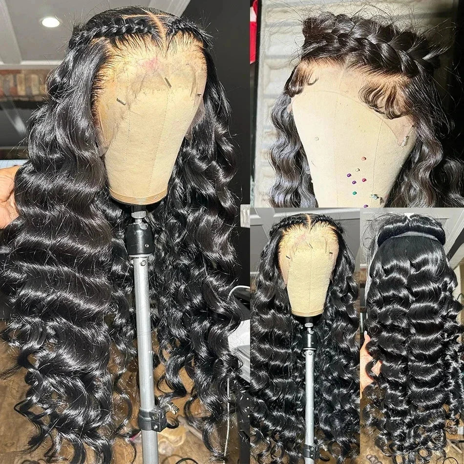 40 Inch Loose Deep Wave Human Hair 13x4 13x6 HD Lace Frontal Wigs Human Hair Brazilian Curly Human Hair 360 Full Lace Front Wig