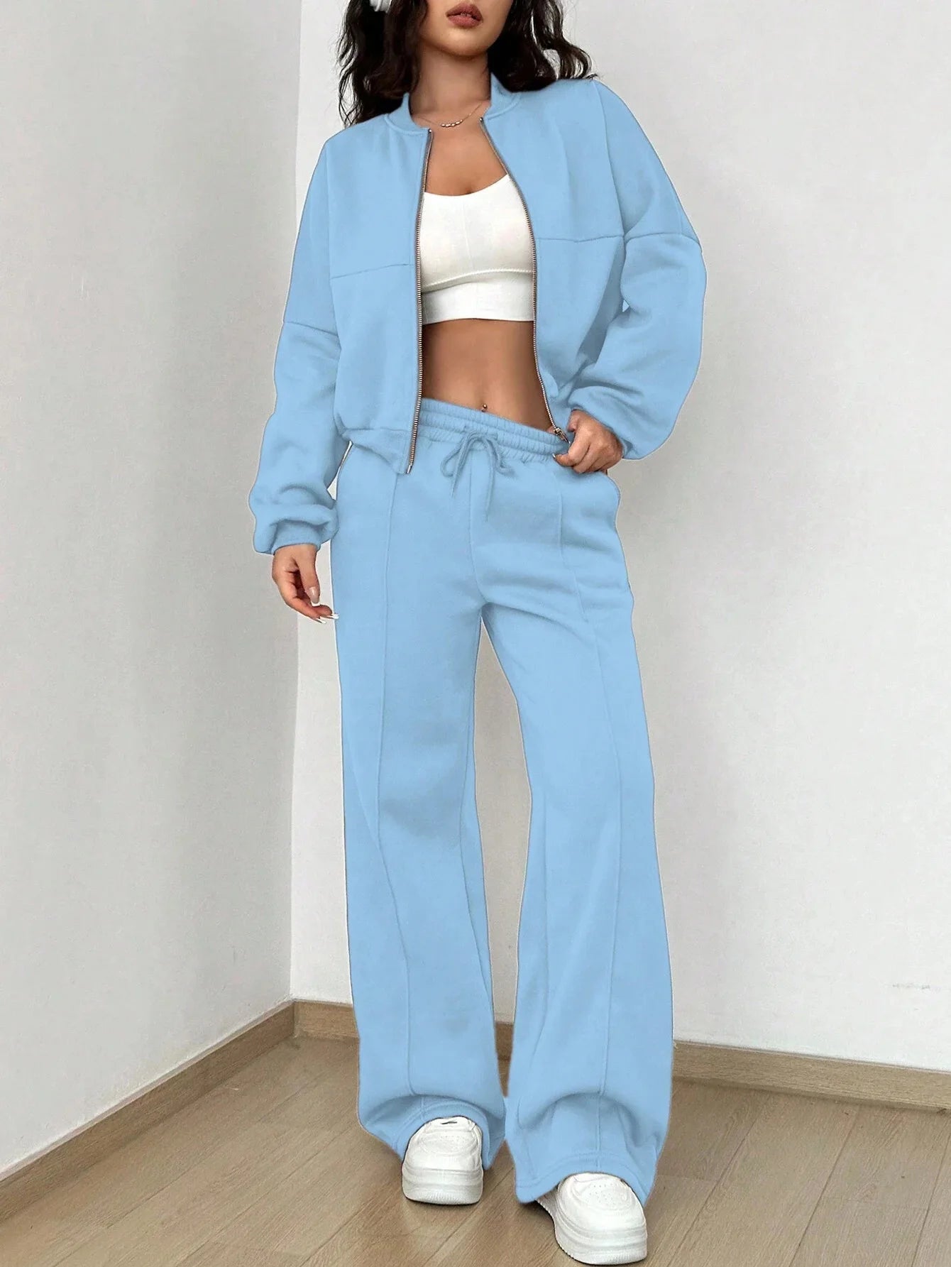 2026 New Women's Hoodie Set Casual Two Piece Sweatshirt Outfit  European Style Lounge Set