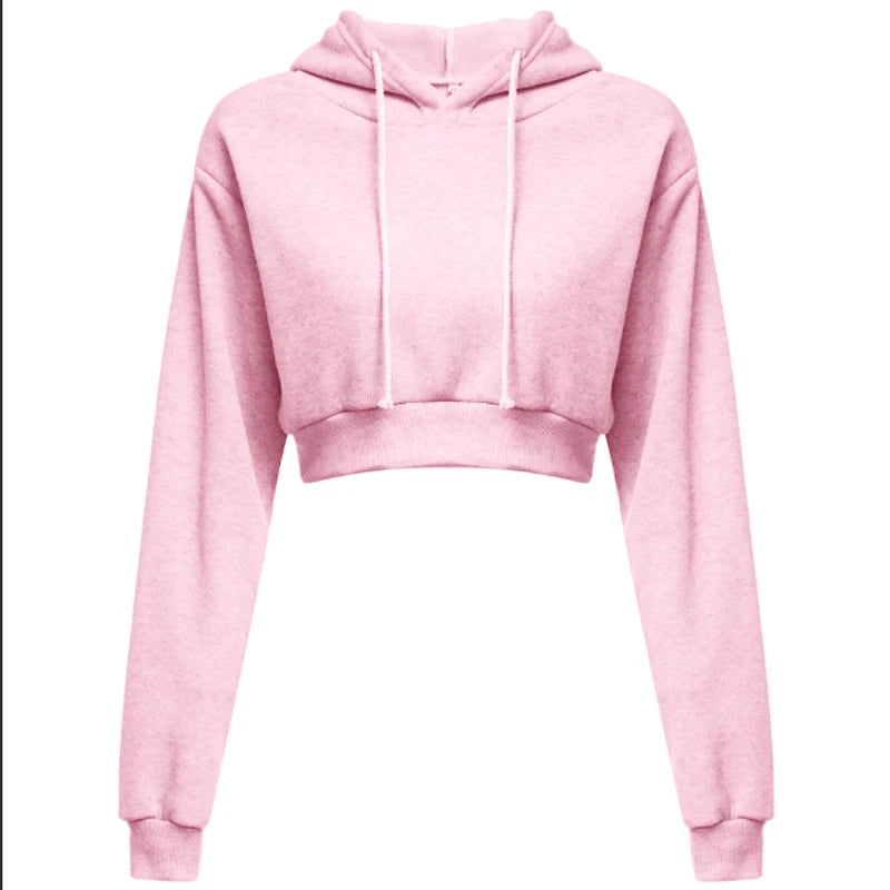New Fashion Women Hoodie Sweatshirt Short Top Coat Sport Pullover Hooded Tops Female Autumn Winter Clothes Crop Top Hoodie