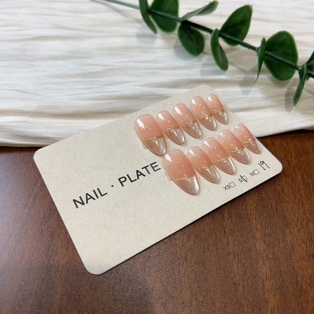 10pcs/Set Handmade Press on Nails Pink Flower Sweet Style Short Square Head Glossy Finish Nail For Women DIY Manicure Nail Tips