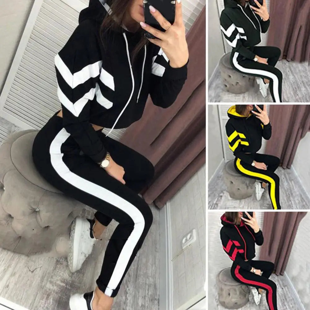 2 Pieces Set Women 2021 hot style Europe America autumn hooded fleece suit two-piece show hilum Sports Set Hooded Sportswear Set