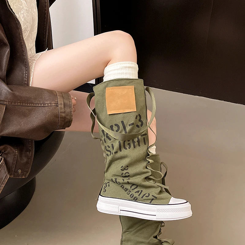 Platform Long-thigh Boots 2025 New Fashionable and Versatile Design Sense Niche High-top Stacking Board Shoes
