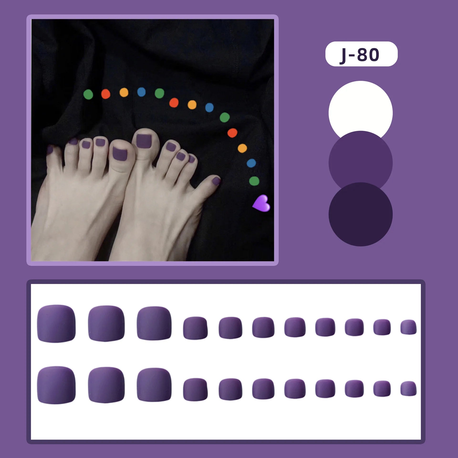 24Ps Glossy Lake Blue Press on Toe Nails Artificial Acrylic Fake Toenails Full Coverage Removable Wearable Toe Nail Art Finished