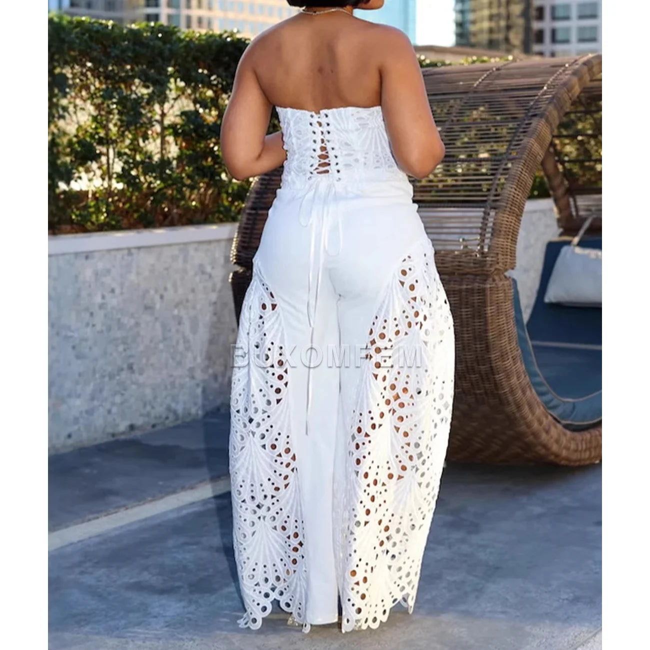 Luxe Lace Strapless Jumpsuit Set