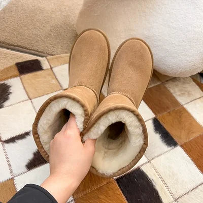 Natural Fur Classic Genuine Sheepskin Women Boots Women Shoes Women Flats Boots Women's Winter Wool Warmth Woman Snow Boots