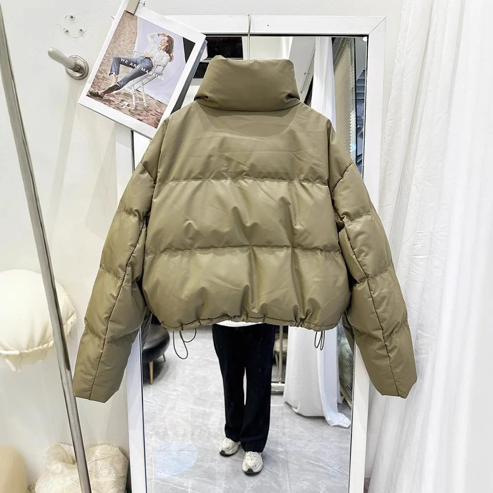 PU Leather Puffer Jacket