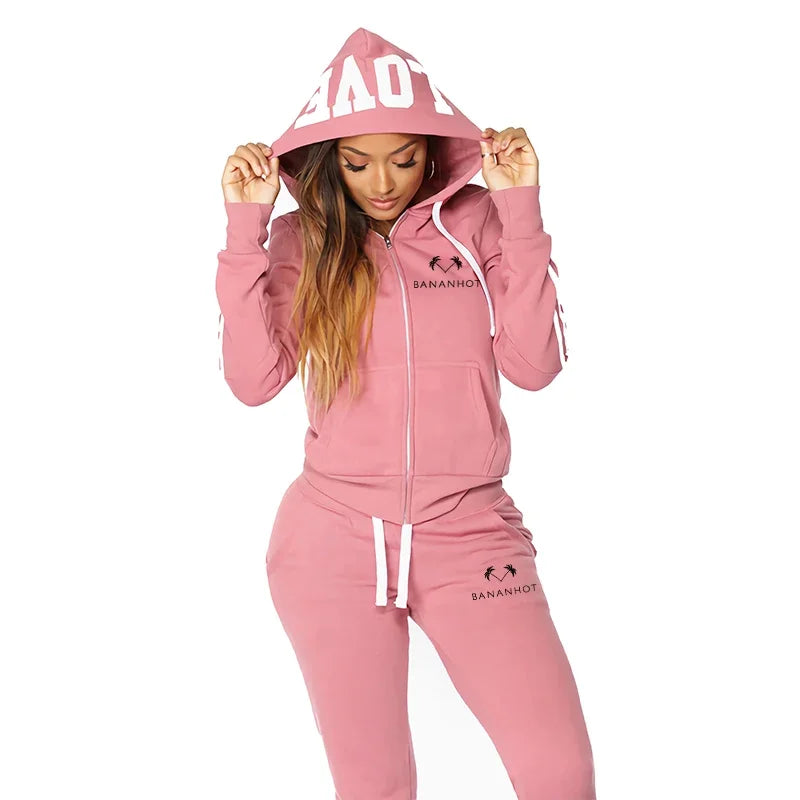 Outdoors Hoodie Hot Sale Quality Jogging Casual Autumn Winter Fashion Women's Two-piece Set Suit Sports Comfortable Zipper Daily