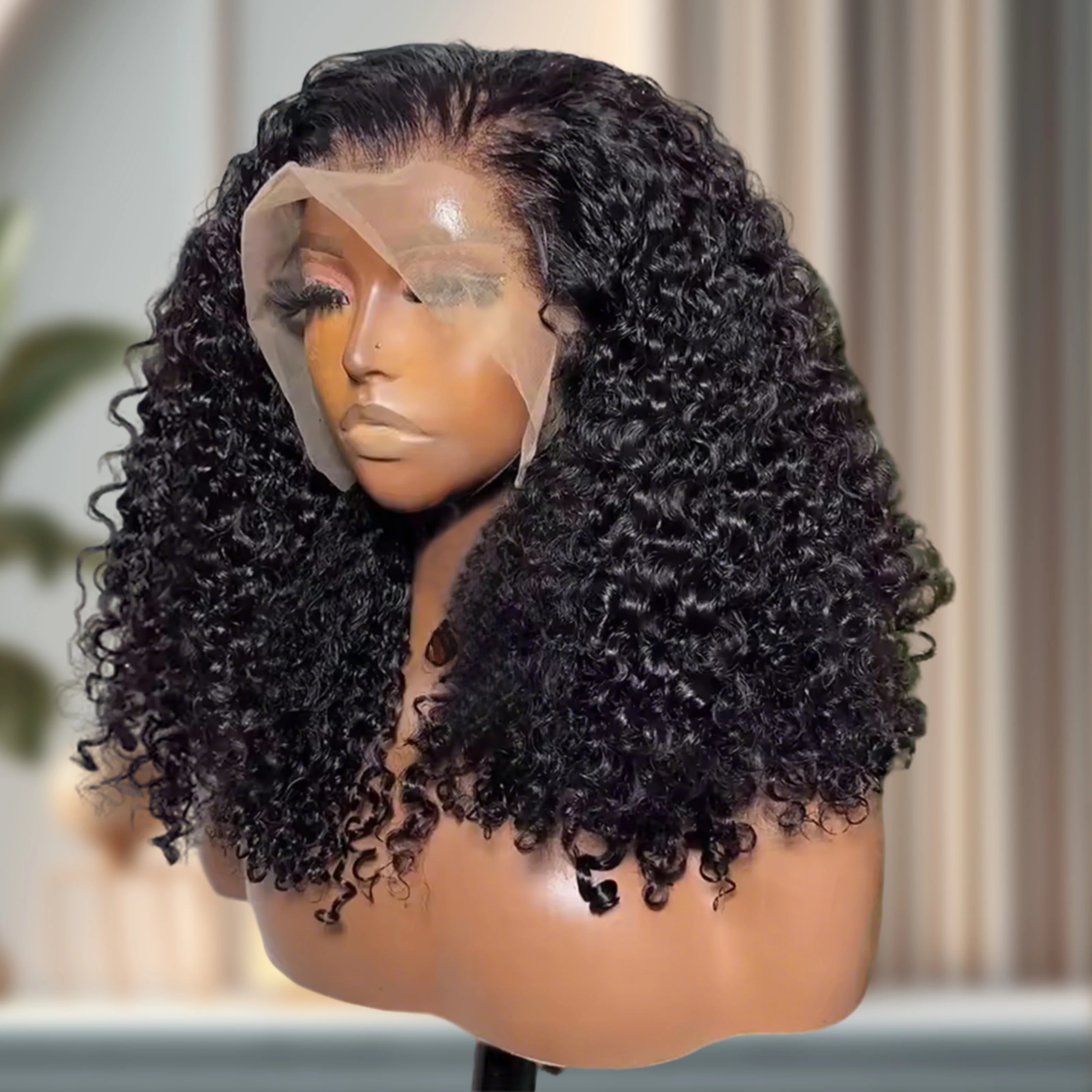 Brazilian Short Bob 100% Human Hair Deep Wave 13x4 Lace Frontal Human Hair Water Wave Lace Front Curly Lace Short Wigs For Women