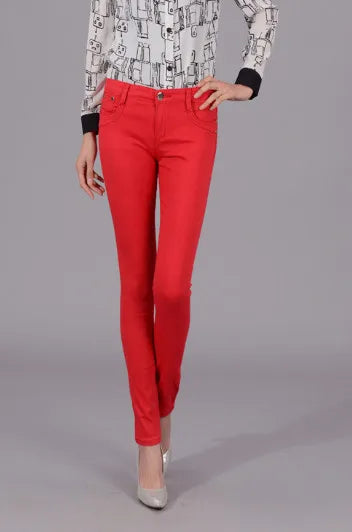 Women Dress Pants Tapered Leg  Colored Stretch Slim Jeans Skinny Trousers  Pockets  for Daily ouc073