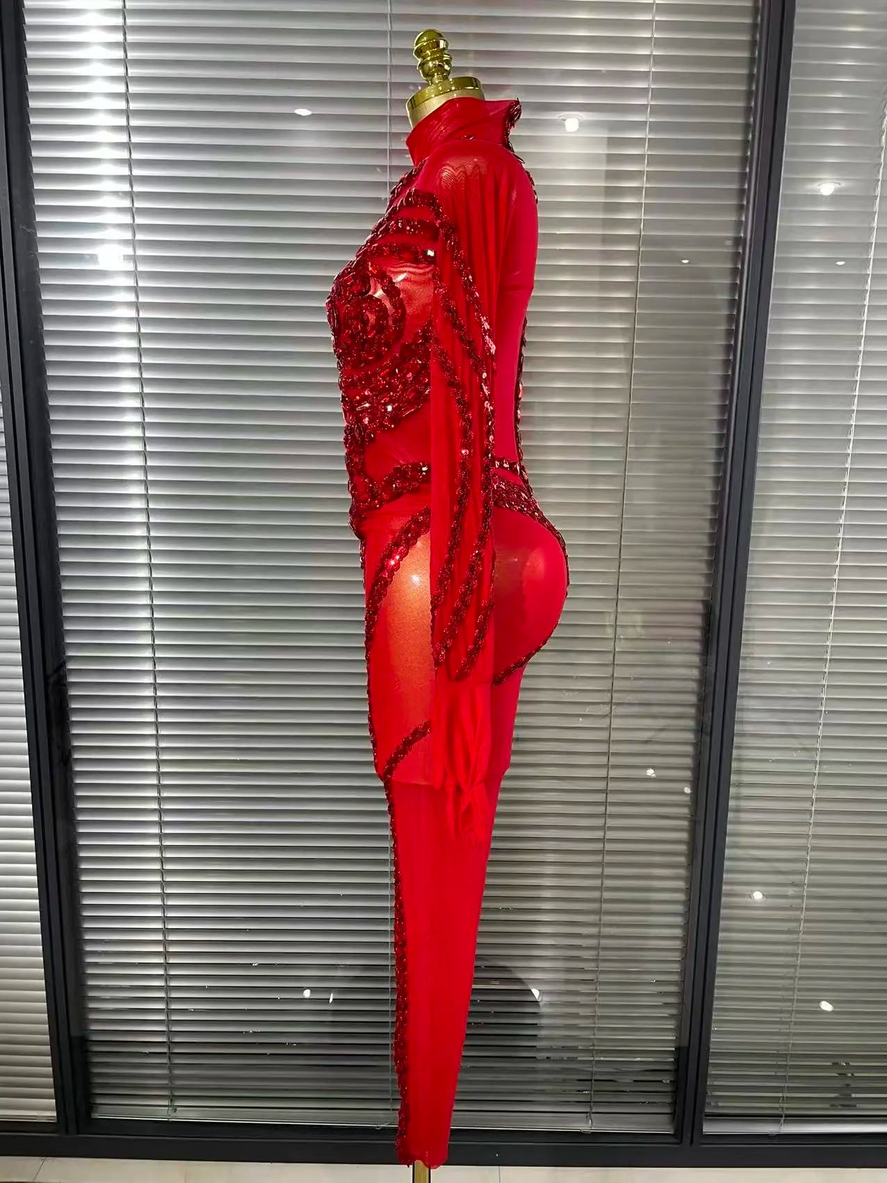 Fashion Sparkly Full Rhinestone Black Jumpsuit Sequin Sexy Club Party Birthday Leotard Drag Queen Pole Dance Costume Outfits