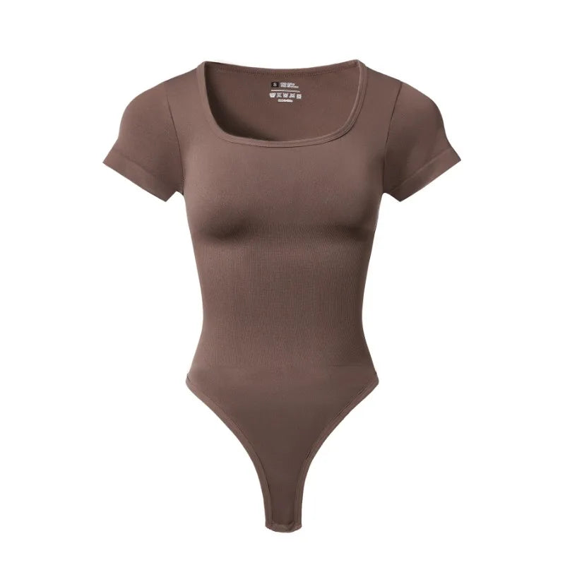 Plus Size Seamless Square Neck Yoga Jumpsuit