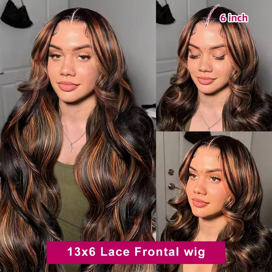 Body Wave Human Hair Wigs Highlight 13X6 hd Lace Frontal Wig 13X4 P4/27 Curly Front Wig 1B30 Brown Ombre Colored 100% Human Hair