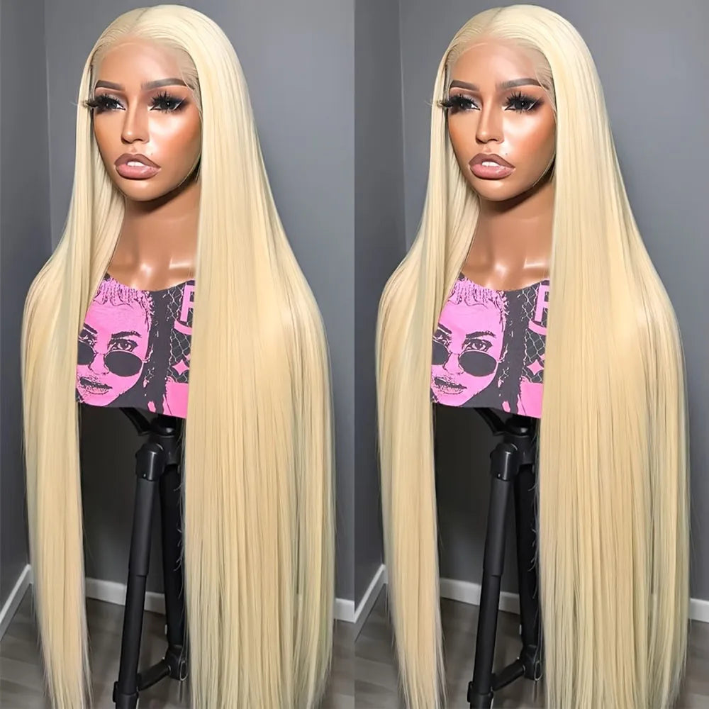 613 Blonde Bone Straight Hair Wig 100% Brazilian Human Hair 13x4 13x6 HD Transparent Lace Frontal Wig Pre Plucked 5x5 Lace Wigs