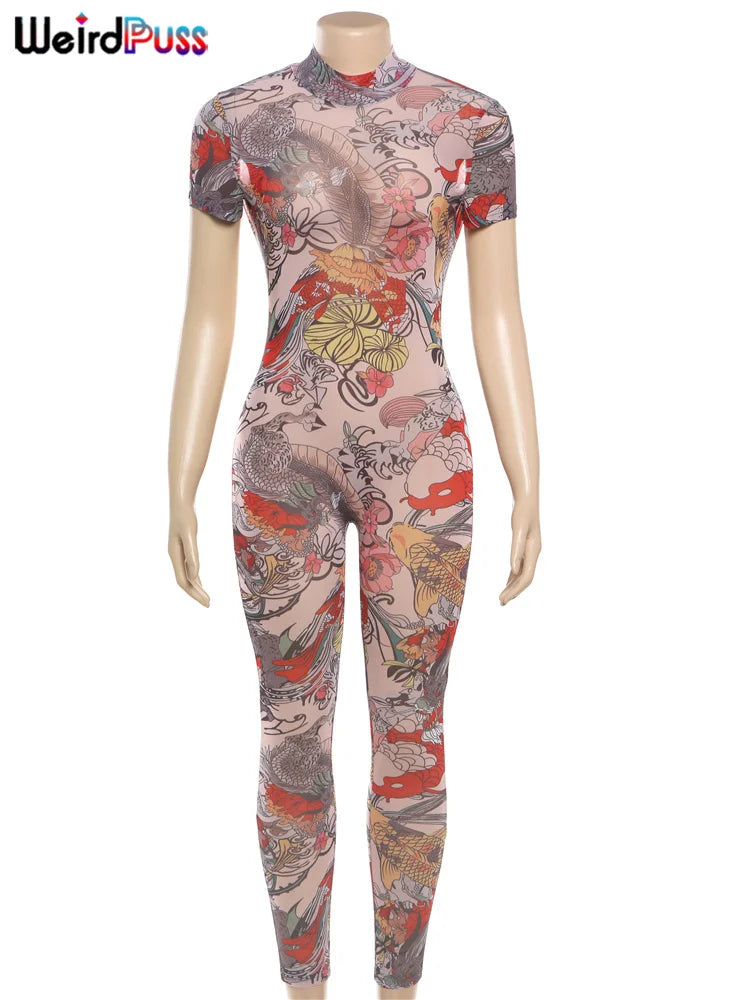 Dragon Flame See-Through Jumpsuit
