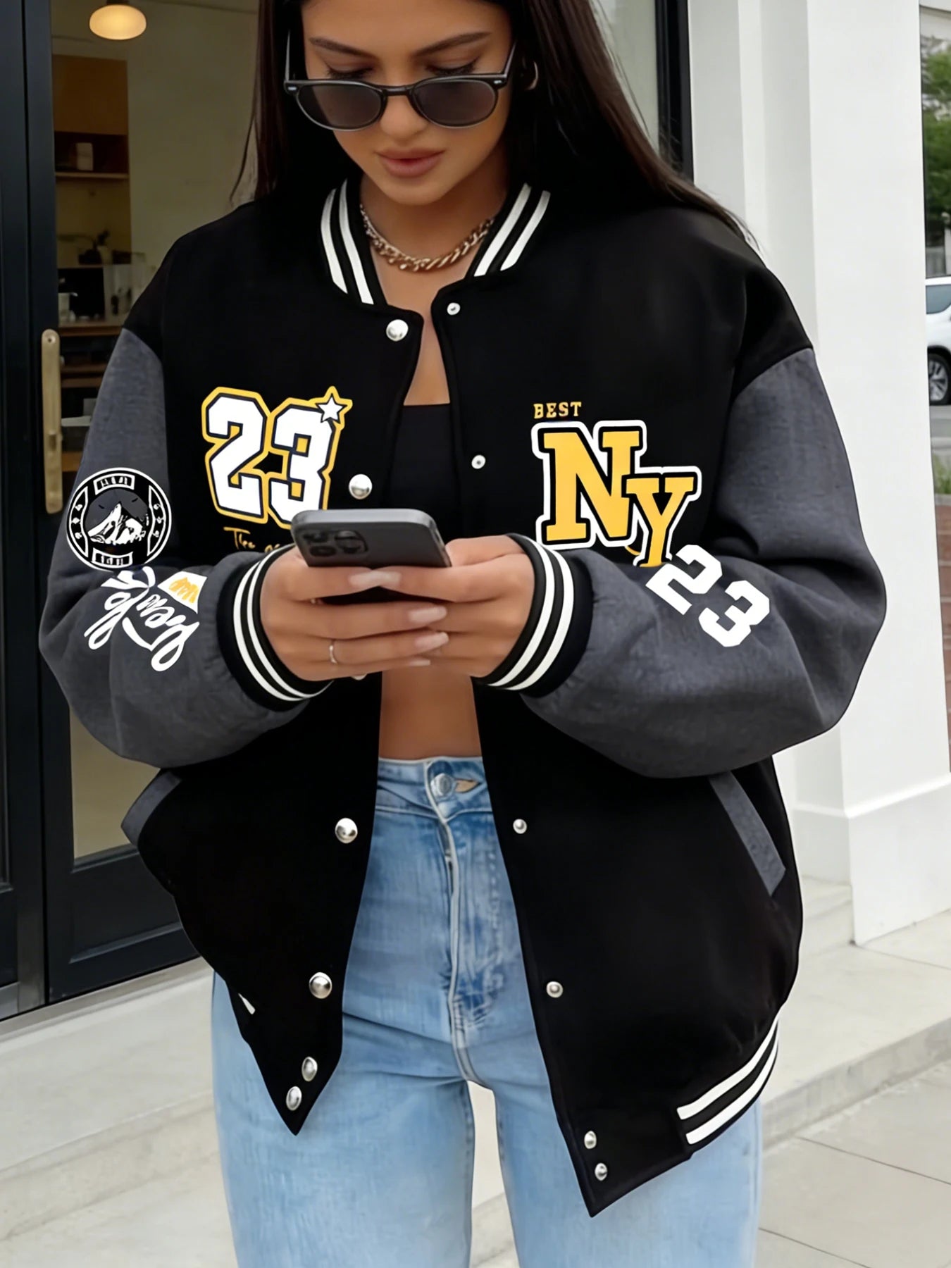 New York 23 Oversized Varsity Jacket