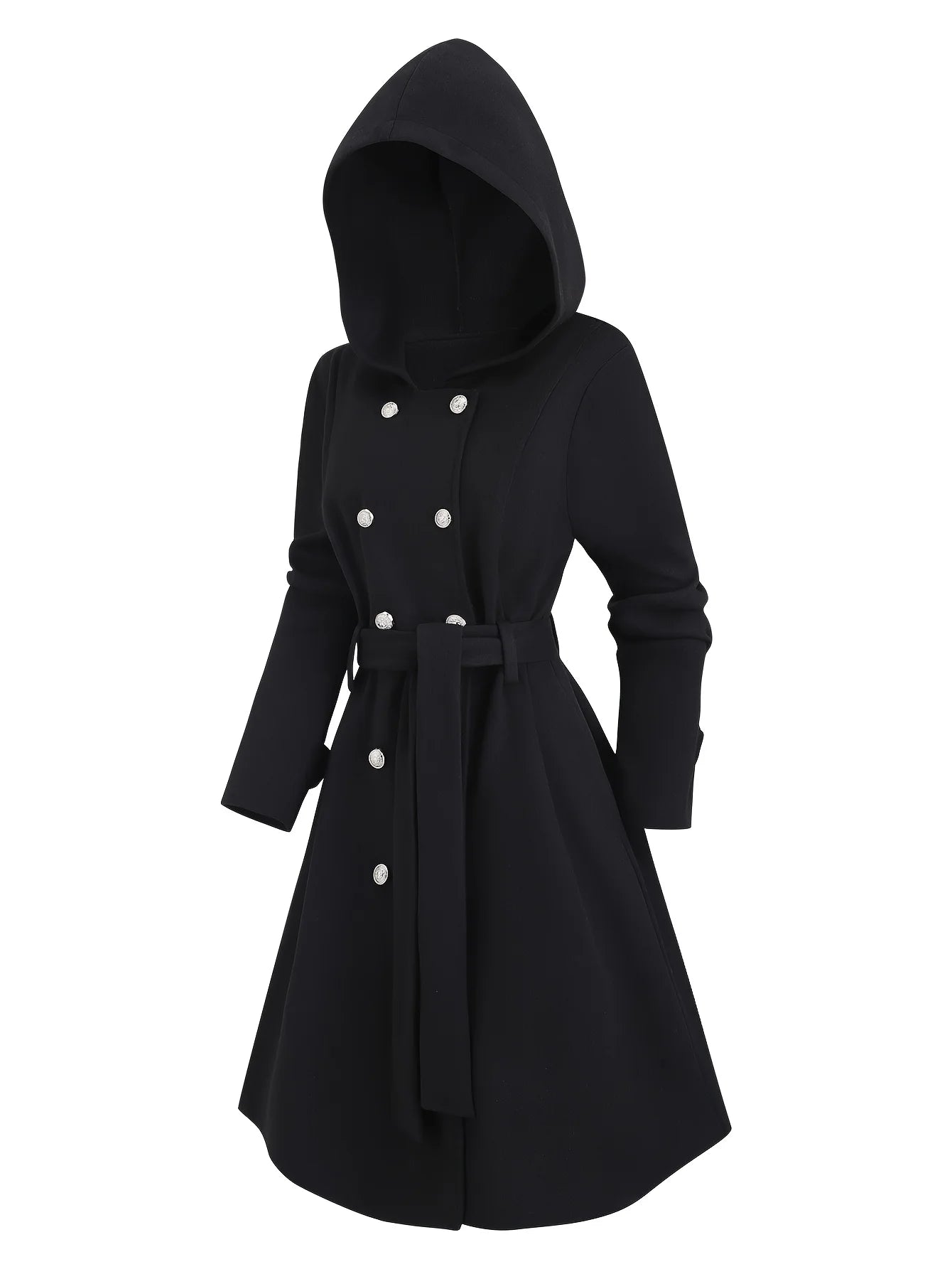 Double-Breasted Hooded Winter Jacket