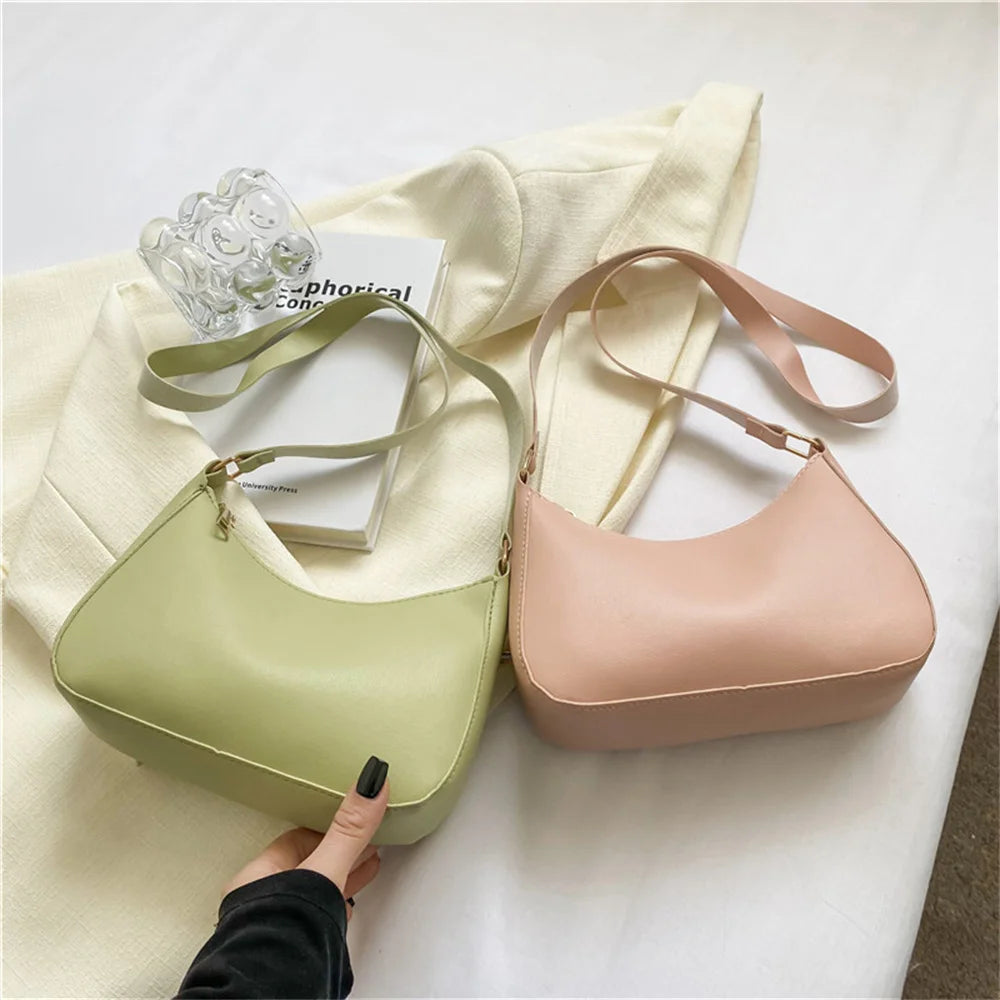 WOMEN'S Bag Underarm Bag  Handbags Retro Solid Color PU Leather Shoulder Underarm Bags Casual Women Hobos Handbags