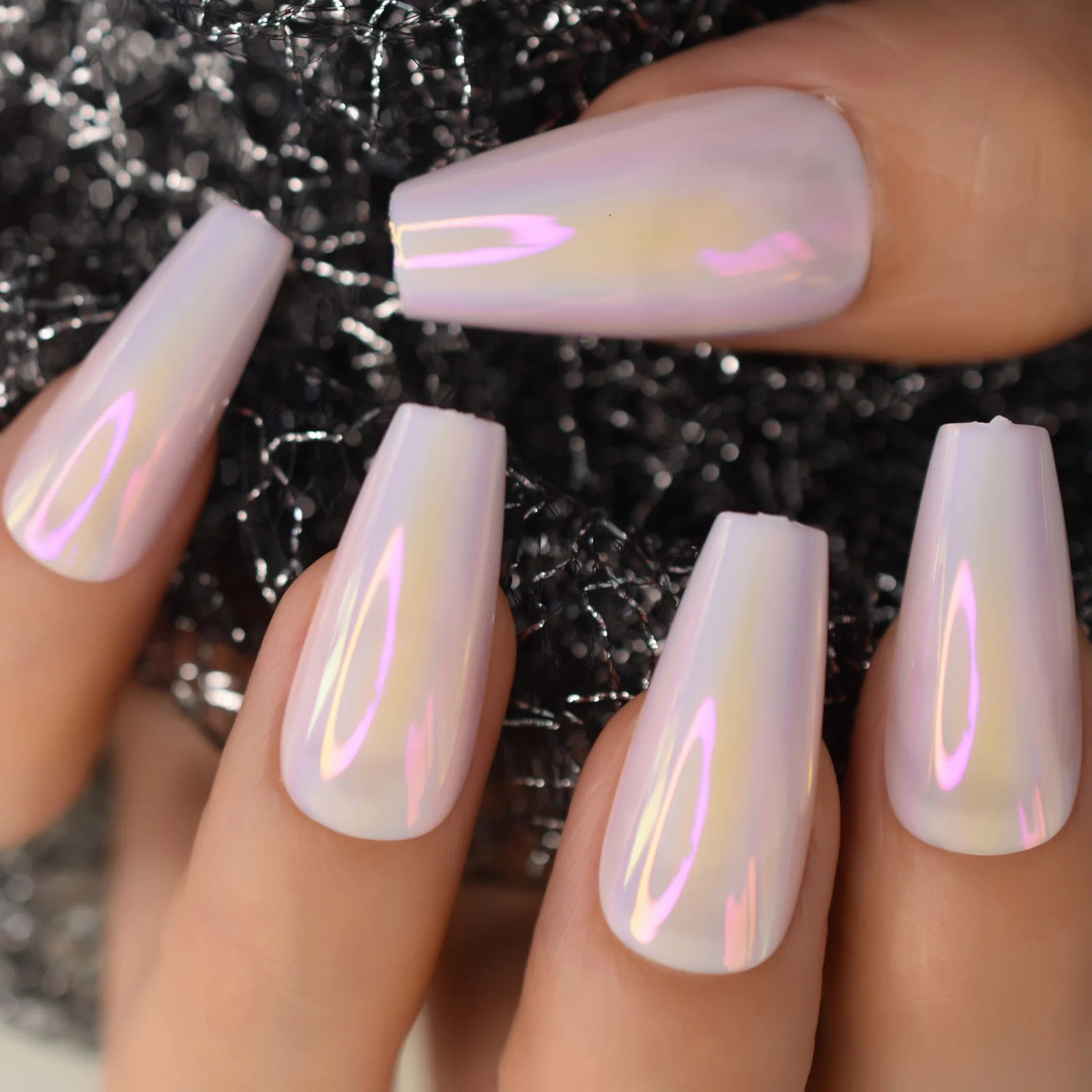 24 pcs press on nail tips short chrome matte  cover fake nails art with tools bag for daily wear