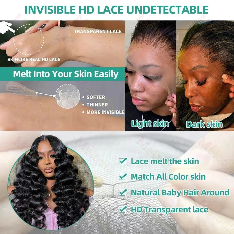 40 Inch Loose Deep Wave Human Hair 13x4 13x6 HD Lace Frontal Wigs Human Hair Brazilian Curly Human Hair 360 Full Lace Front Wig