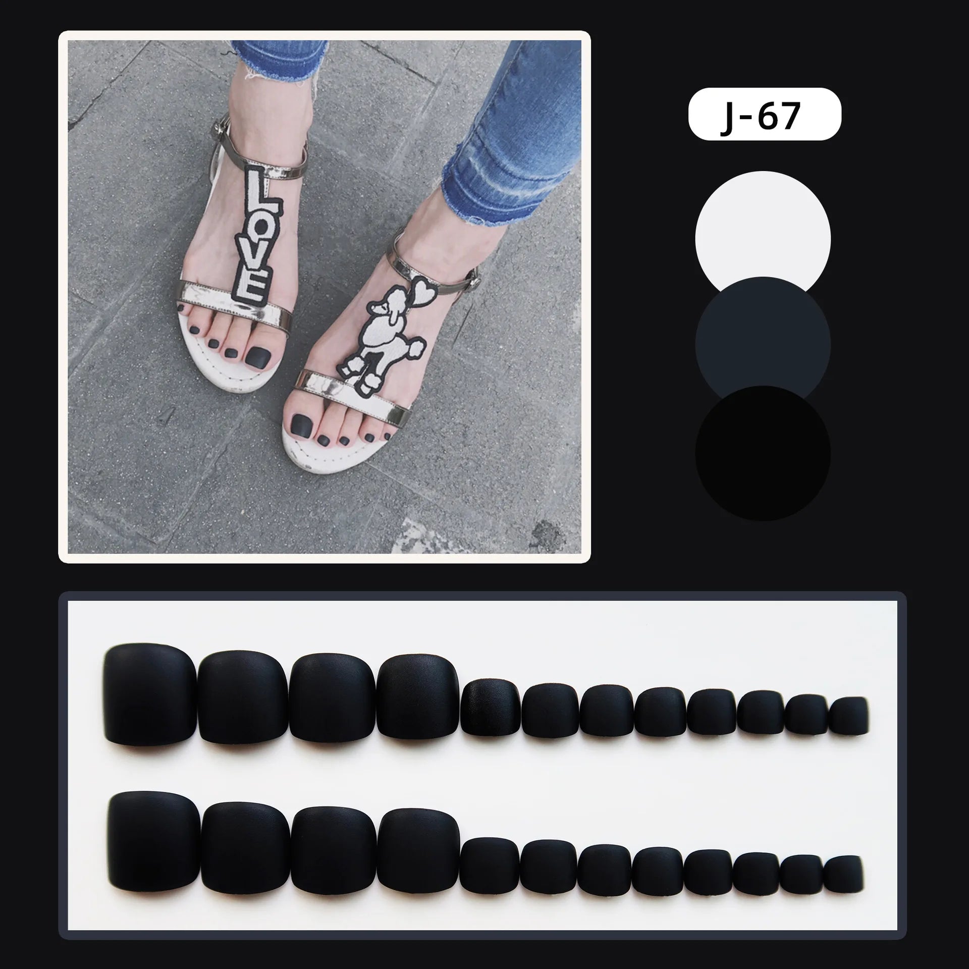 24Ps Glossy Lake Blue Press on Toe Nails Artificial Acrylic Fake Toenails Full Coverage Removable Wearable Toe Nail Art Finished