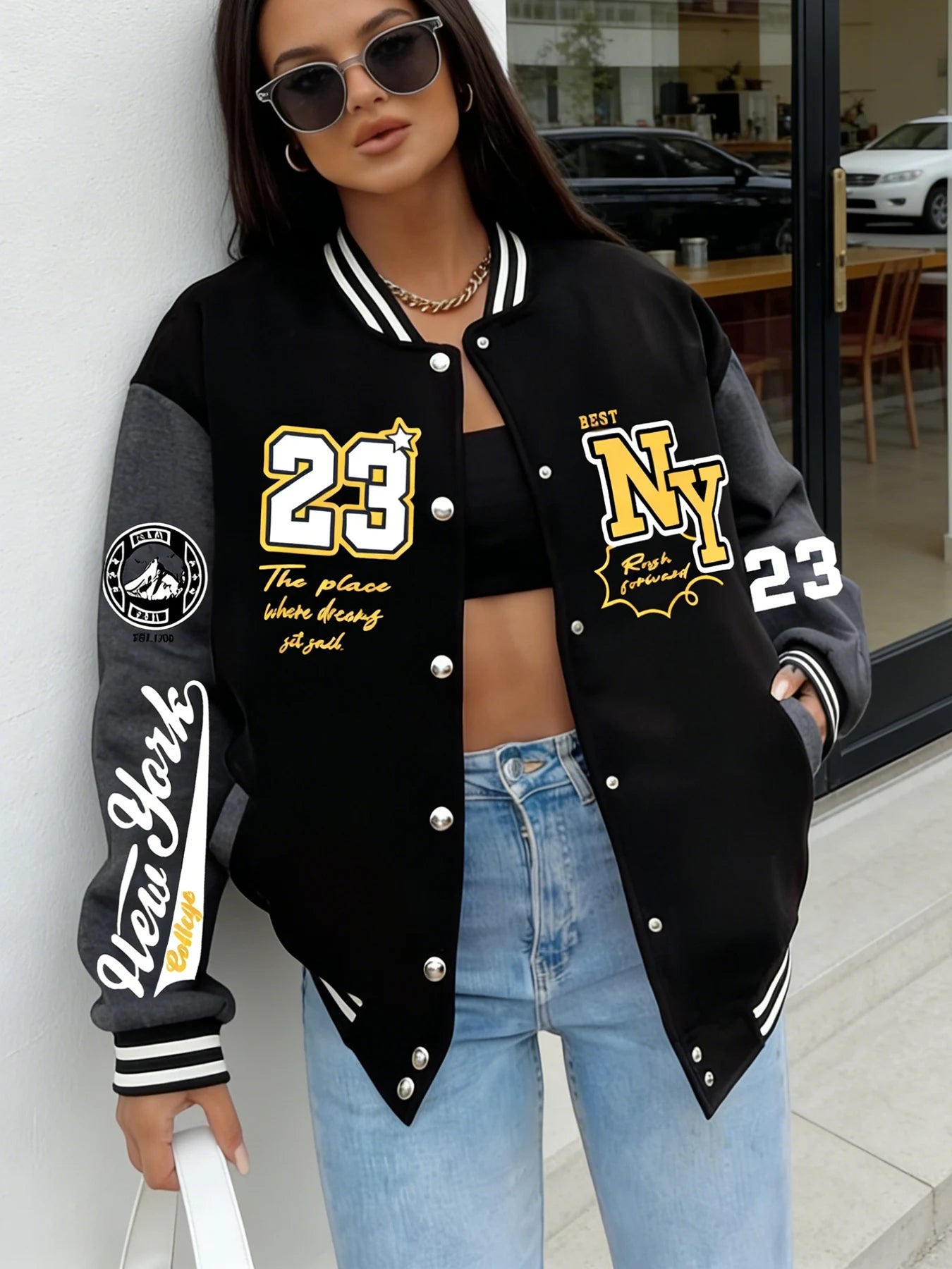 New York 23 Oversized Varsity Jacket