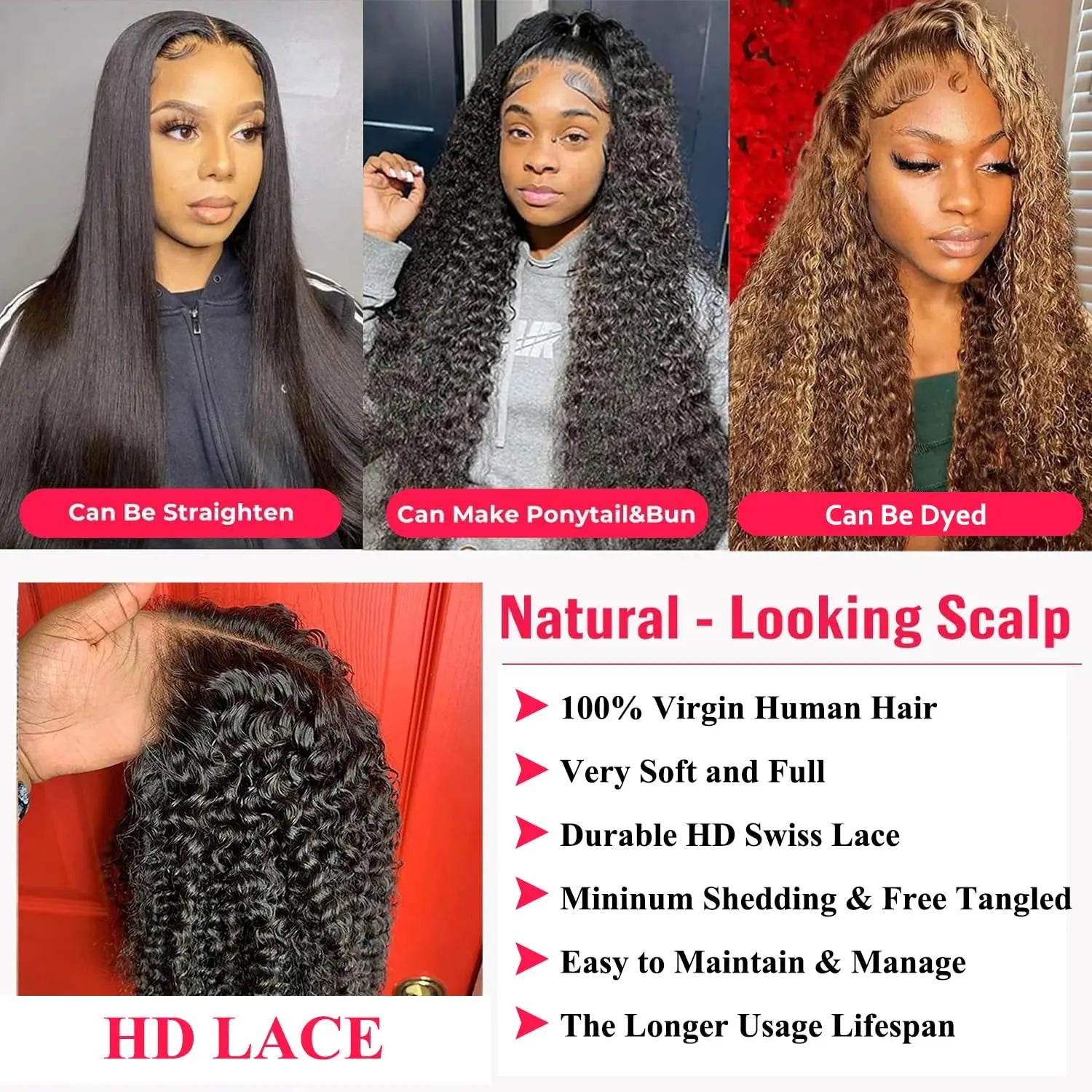 100% Brazil Human Hair Guleless Curly Wigs for Women 4x4 13x4 13x6 Lace Front Human Hair Wigs Natural Breathe Wigs Human Hair