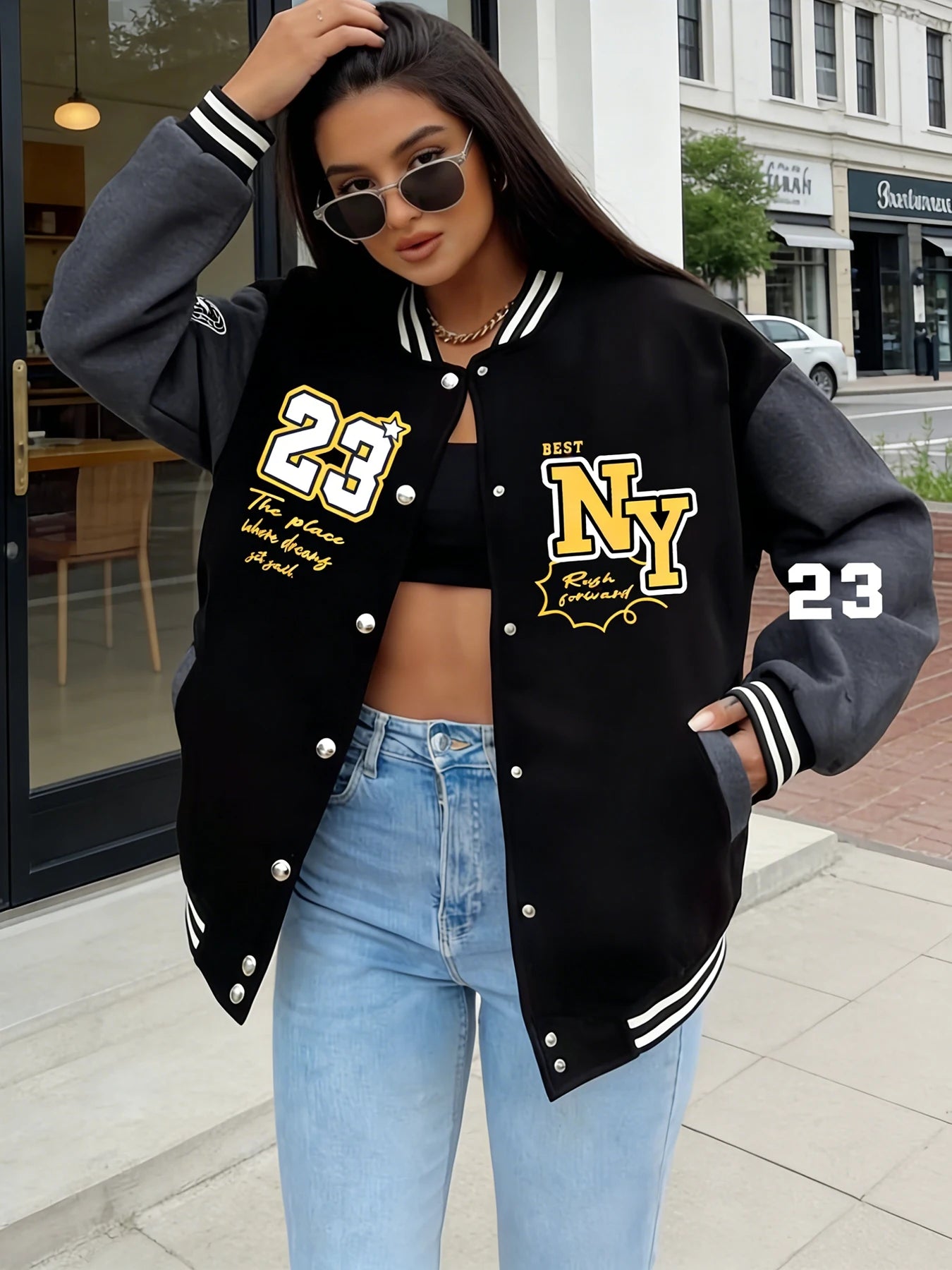 New York 23 Oversized Varsity Jacket