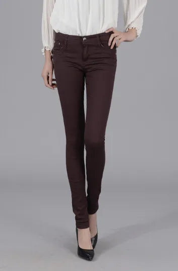 Women Dress Pants Tapered Leg  Colored Stretch Slim Jeans Skinny Trousers  Pockets  for Daily ouc073