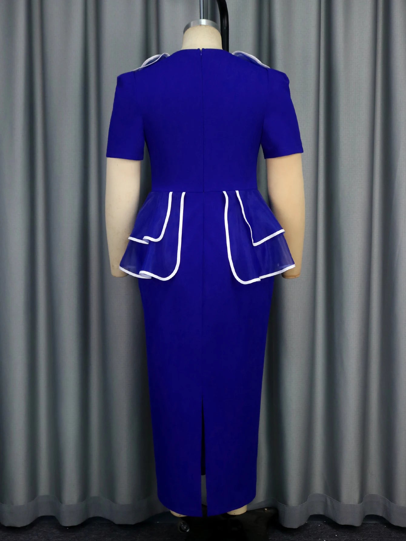 Ruffle Trim Peplum Plus Size Dress for Women with Belted Waist Perfect for Church Weddings Banquets and Formal Special Occasions