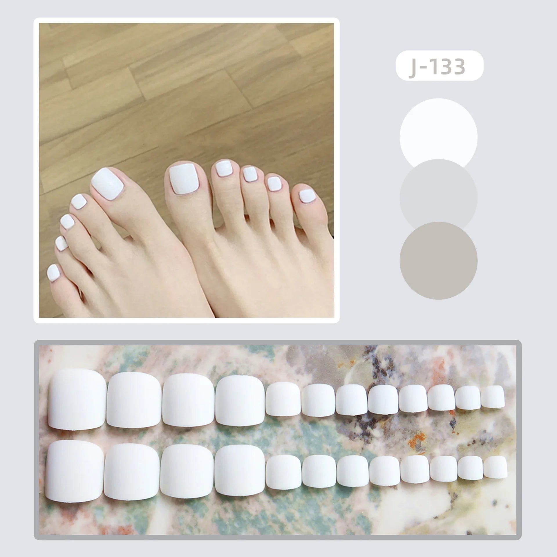 24Ps Glossy Lake Blue Press on Toe Nails Artificial Acrylic Fake Toenails Full Coverage Removable Wearable Toe Nail Art Finished