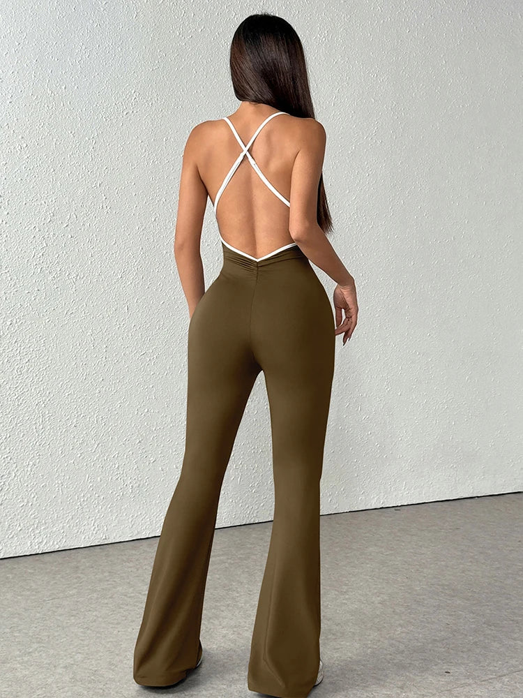 Backless Sling Slim-Fit Streetwear Jumpsuit